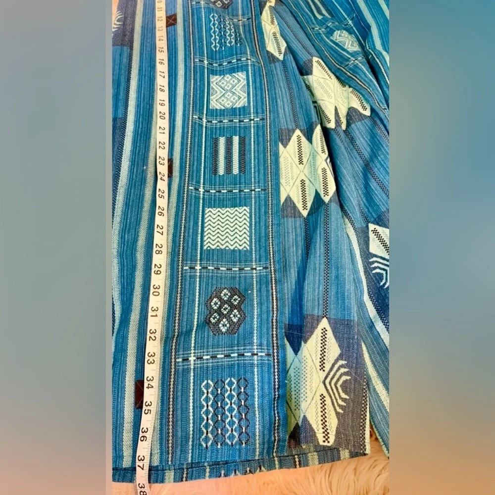 Blue Woven Cropped Cotton Palazzo Pants - Picture 7 of 7